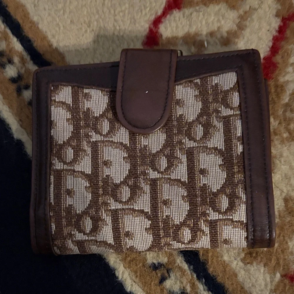 Brown and‎ Tan Patterned Dior trotter wallet